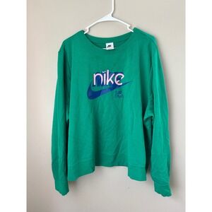 Nike Sweatshirt Womens 2X Crewneck Green Pink Blue Pullover Streetwear Lounge
